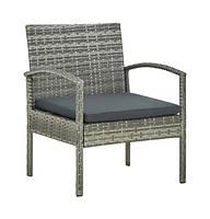 vidaXL 3 Piece Bistro Set with Cushions Poly Rattan Gray