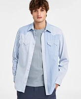 Sun + Stone Men's Huck Regular-Fit Pieced Multistripe Button-Down Western Shirt, Exclusively at Macy's