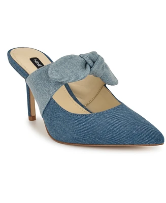 Nine West Women's Demmure Bow Strap Slip-On Stiletto Pumps