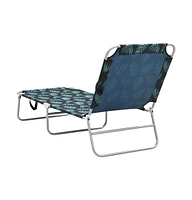 vidaXL Folding Sun Lounger Steel and Fabric Leaves Print