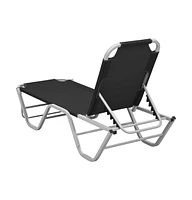 vidaXL Sun Lounger Aluminum and Textilene Black