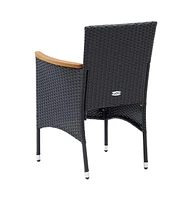 Patio Dining Chairs 4 pcs Poly Rattan Black