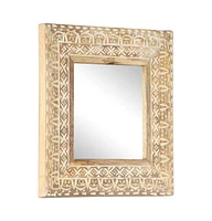 vidaXL Hand-Carved Mirror 19.7"x19.7"x1" Solid Mango Wood