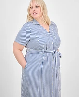 Absolutely Famous Trendy Plus Tied Shirtdress