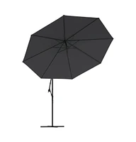 Cantilever Garden Parasol with Led Lights Black 137.8"