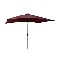 Garden Parasol with LEDs and Steel Pole Bordeaux Red 6.6'x9.8'