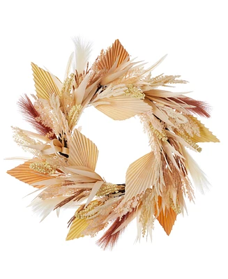 Seasonal 24" Pampas and Palm Wreath