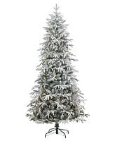 Seasonal 7.5ft Shadow Woods Flocked Spruce Tree, 400 Warm Led Lights