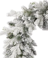 Seasonal 9ft Shadow Woods Flocked Spruce Wreath, 50 Warm Led Lights