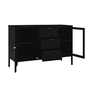 Sideboard Black 41.3"x13.8"x27.6" Steel and Tempered Glass