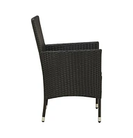 Patio Chairs with Cushions 2 pcs Poly Rattan Black