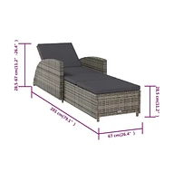 vidaXL Sun Lounger with Dark Gray Cushion Poly Rattan Gray