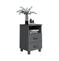 vidaXL Bedside Cabinet Hamar Dark Gray 15.7"x13.8"x24.4" Solid Wood Pine