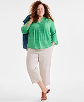 Style & Co Plus Printed Pintuck Blouse, Exclusively at Macy's