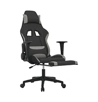 vidaXL Gaming Chair with Footrest Black and Light Gray Fabric