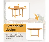 Extending Patio Table 43.3"-63"x31.5"x29.5" Solid Wood Teak