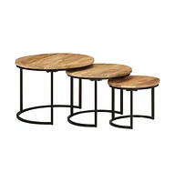 vidaXL Nesting Tables 3 pcs Solid Rough Wood Mango