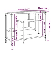 vidaXL Console Table with Shelves Smoked Oak 39.4"x13.8"x29.5"