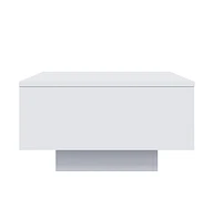 vidaXL Coffee Table with Led Lights White 21.7"x21.7"x12.2"