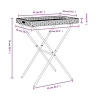 vidaXL Folding Tray Table Black 25.6"x15.7"x29.5" Poly Rattan