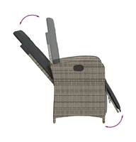 vidaXL 3 Piece Bistro Set with Cushions Gray Poly Rattan
