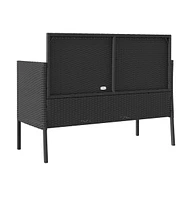 vidaXL Patio Bench with Cushions Poly Rattan