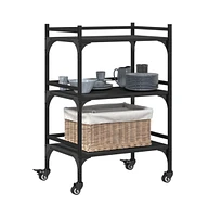 vidaXL Kitchen Trolley Black 19.7"x13.8"x29.7" Engineered Wood