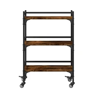 vidaXL Kitchen Trolley Smoked Oak 19.7"x13.8"x29.7" Engineered Wood