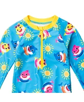 Pinkfong Baby Girls Shark Zip Up One Piece Bathing Suit