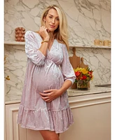 Motherhood Maternity Maternity V-Neck Ruffle Hem Babydoll Dress - Motherhood