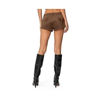 Edikted Women's Studded Faux Suede Micro Shorts