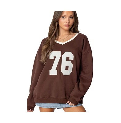 Edikted Women's 76 Oversized V Neck Sweater