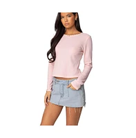 Edikted Women's Rosemarie Lacey Waffle Top