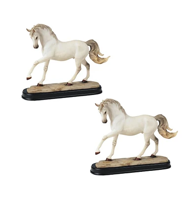 Fc Design "2-pc Set" 10"H White Horse Walking Figurine Statue Ornament Home Room Office Decor and Perfect Ideas for Housewarming, Holidays and Birthda