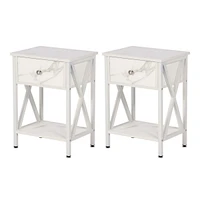 Slickblue Set of 2 Rustic Nightstands - 1 Drawer Design Warm Wood Finish
