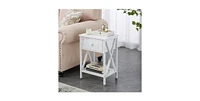 Slickblue Set of 2 Rustic Nightstands - 1 Drawer Design Warm Wood Finish
