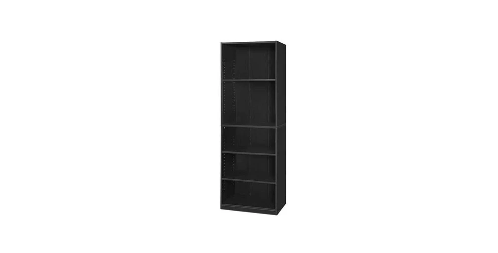 Slickblue 5-Shelf Bookcase Wood Finish for Stylish Storage and Organization