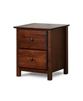 Slickblue Farmhouse Solid Pine Wood 2-Drawer Nightstand for Bedroom Storage and Rustic Charm