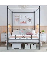 Slickblue Four-Poster French Country Canopy Bed for Elegant Bedroom Style