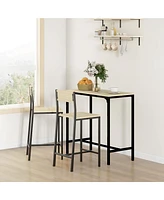 Homcom Bar Table and Chairs, Industrial Dining Table Set for 2 Small Space