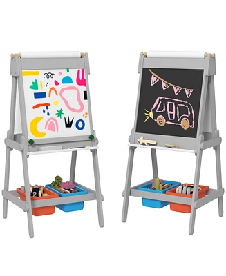 Qaba Double Sided Art Easel for Toddlers with board & Chalkboard