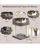 Gymax Cat Tree Multi-Level Cat Tower w/ Scratching Posts & Large Plush Perch