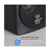 Pyle 3" Mini Cube Bookshelf Speakers, Full Range, 100W Power, Black (Pair)