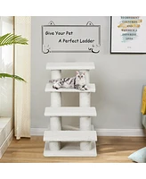 Gymax 24'' 4-Step Pet Stairs Carpeted Ladder Ramp 8 Scratching Post Cat Tree Climber