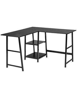 Gouun 58 Inch L-Shaped Computer Desk, Spacious Workstation with Footrest, Durable Metal Frame, Easy Assembly