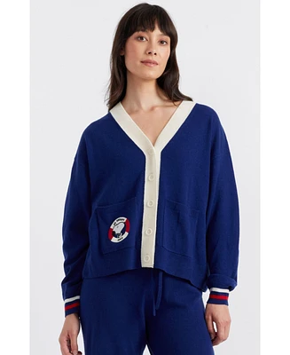 Chinti & Parker Snoopy Badge Nautical Wool Cashmere Cardigan