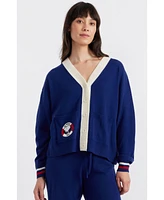 Chinti & Parker Snoopy Badge Nautical Wool Cashmere Cardigan