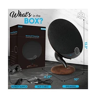 Pyle Portable Wireless Bt Streaming Gramophone Speaker with Subwoofer, Oak Finish