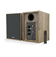 Pyle Hi-Fi Home Bookshelf Monitor Speakers, Bluetooth Desktop Studio System with Remote Control, 60W Max