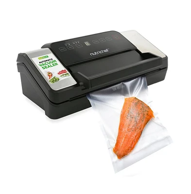 NutriChef Deluxe Vacuum Sealer with Front Handle and Roll Cutter for Food Storage (Black)